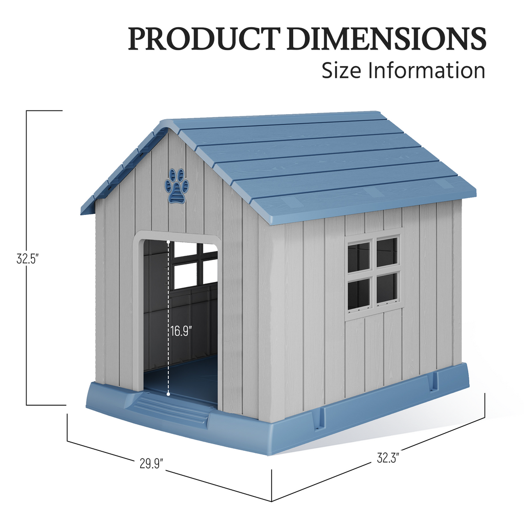 Weatherproof Outdoor Dog House with Windows