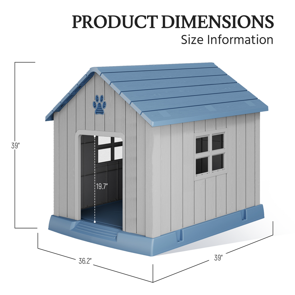 Weatherproof Outdoor Dog House with Windows