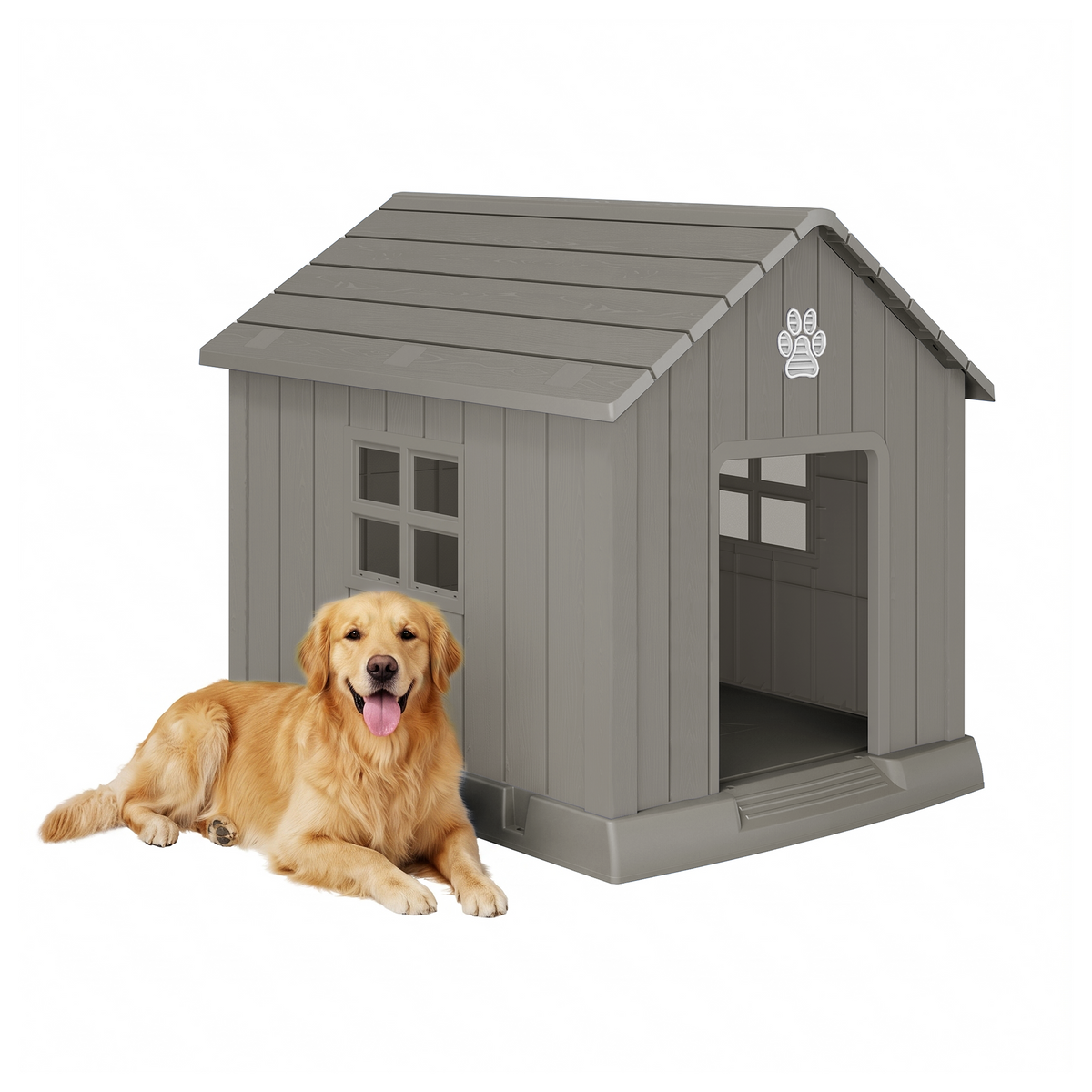 Weatherproof Outdoor Dog House with Windows
