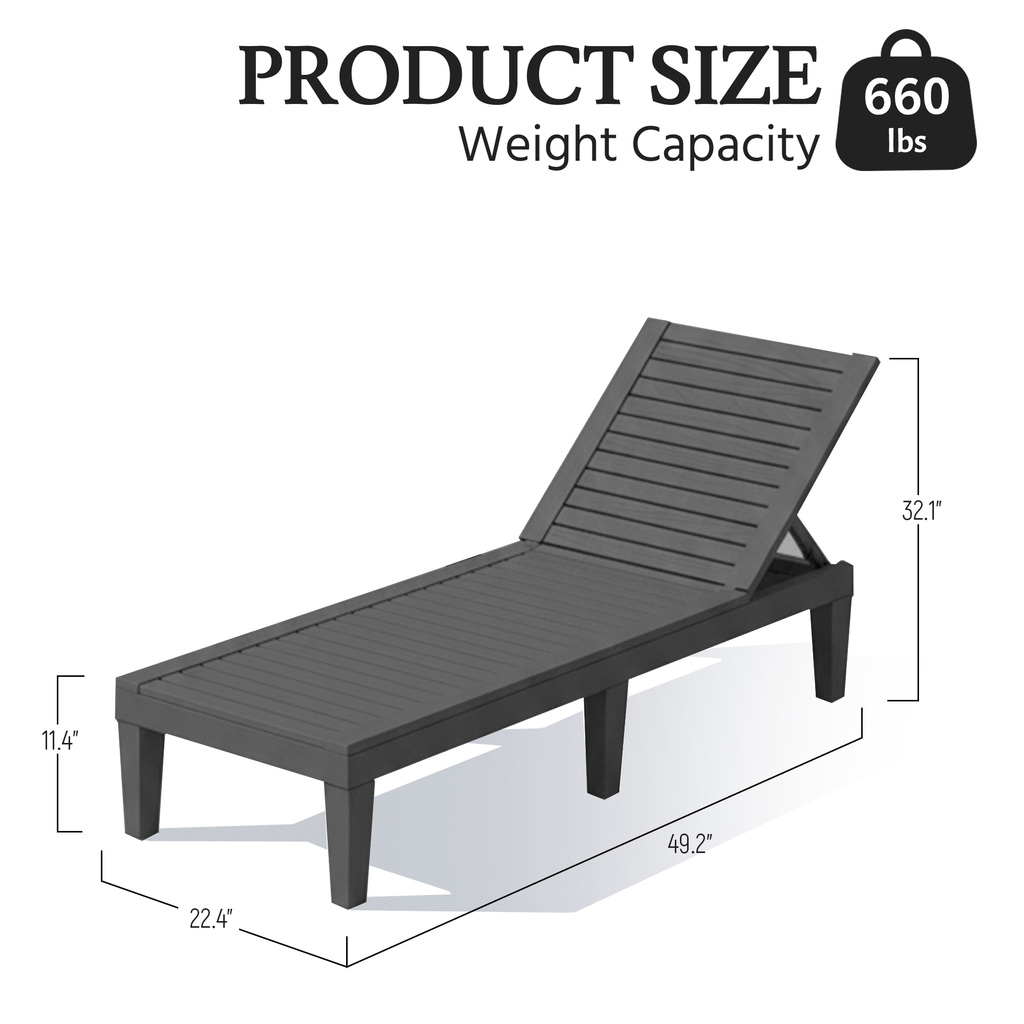 2-Pack Adjustable Outdoor Chaise Lounge Chairs