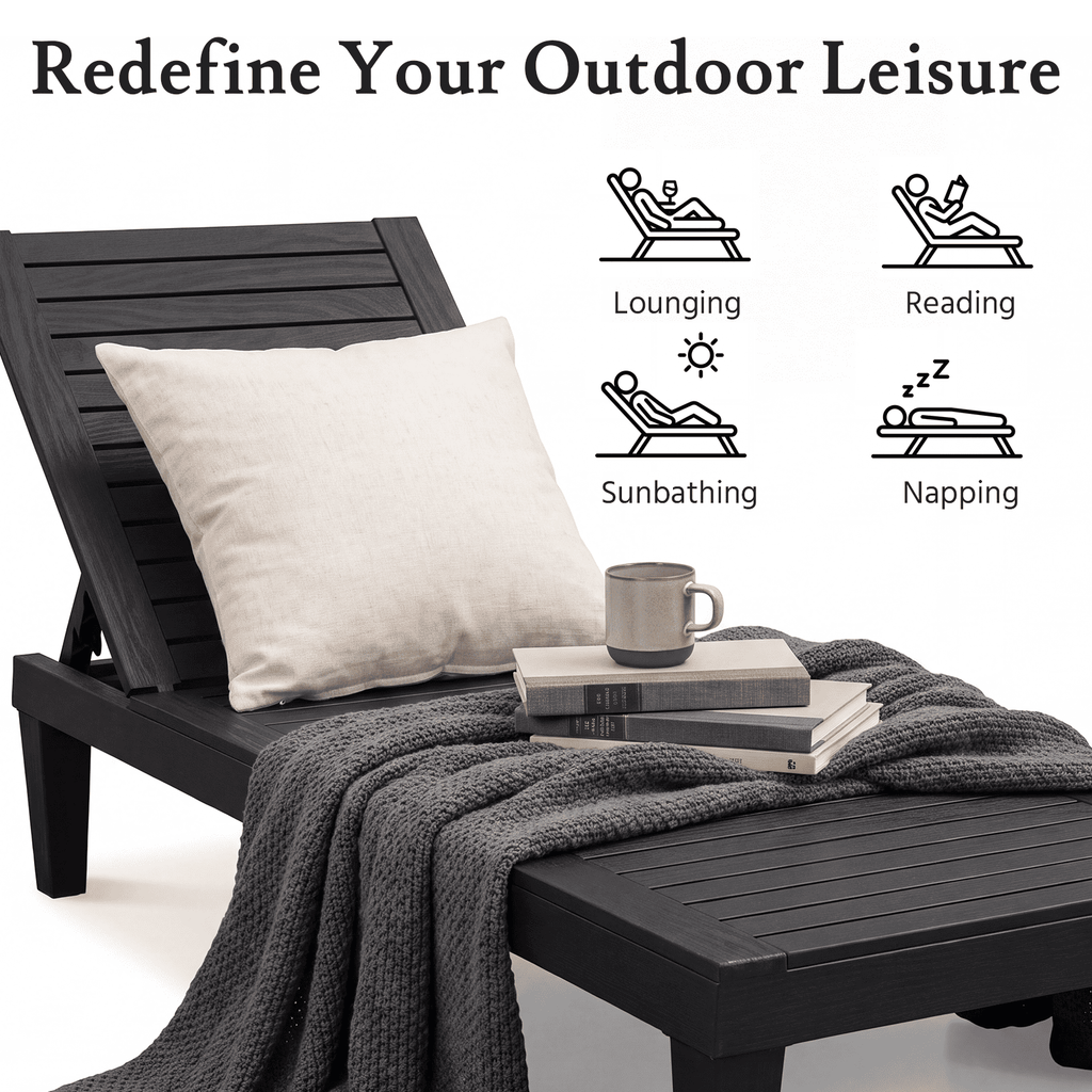 2-Pack Adjustable Outdoor Chaise Lounge Chairs