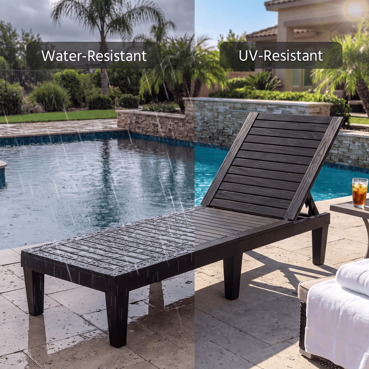 2-Pack Adjustable Outdoor Chaise Lounge Chairs