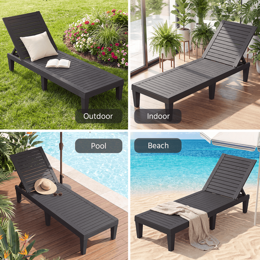 2-Pack Adjustable Outdoor Chaise Lounge Chairs