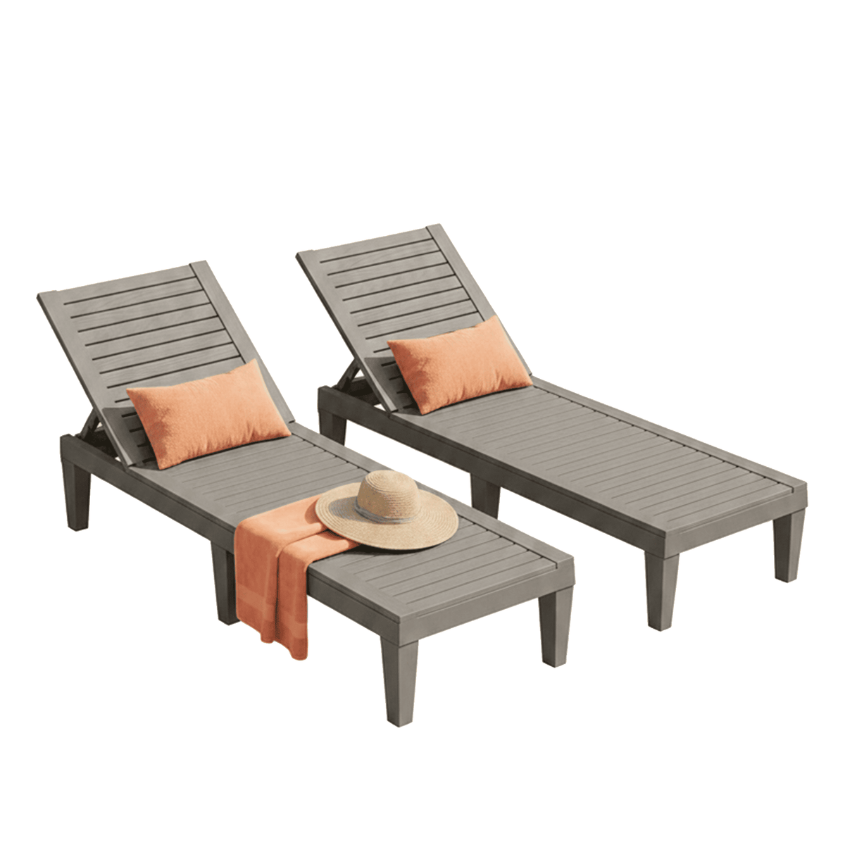 2-Pack Adjustable Outdoor Chaise Lounge Chairs