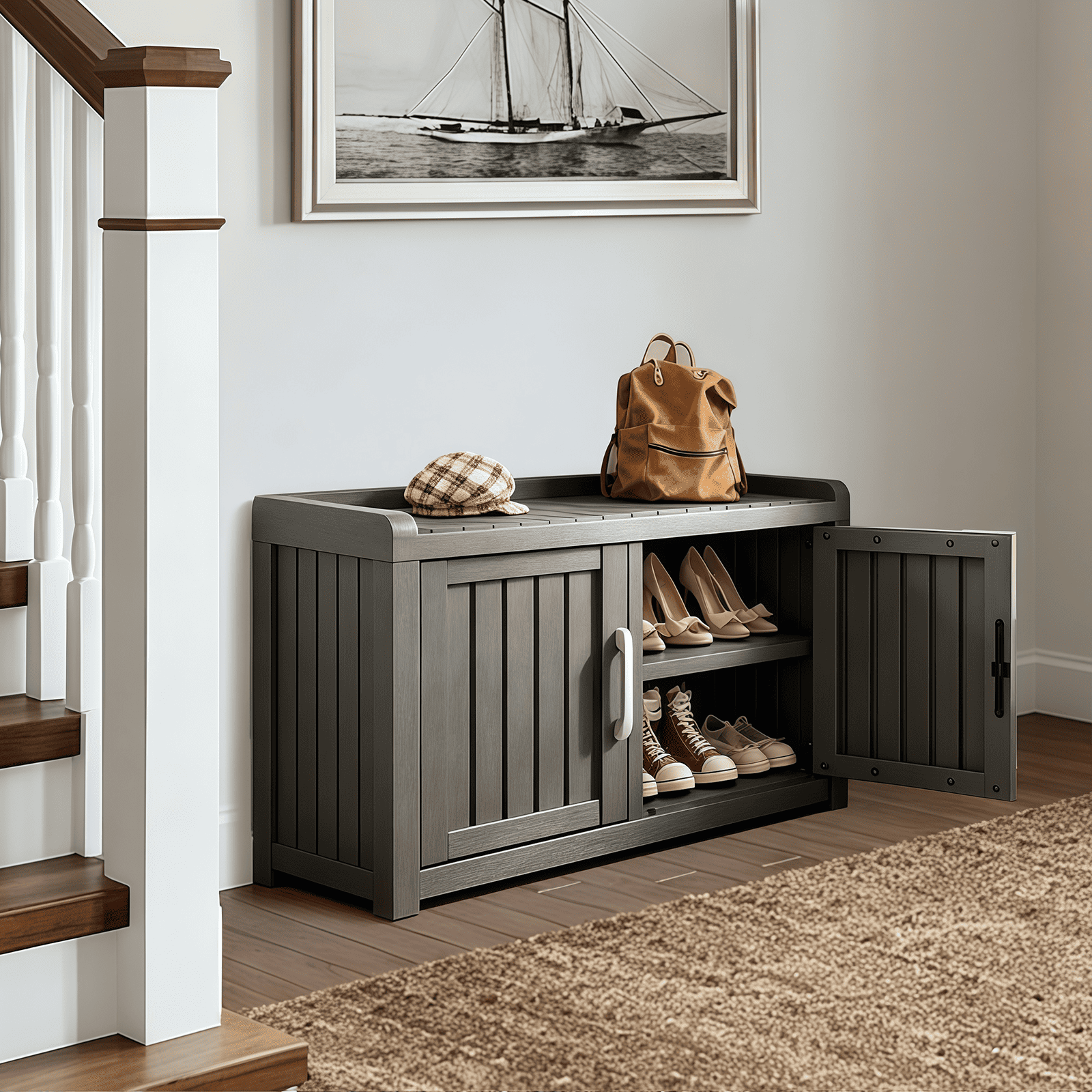 2-in-1 Storage Bench Shoe Cabinet