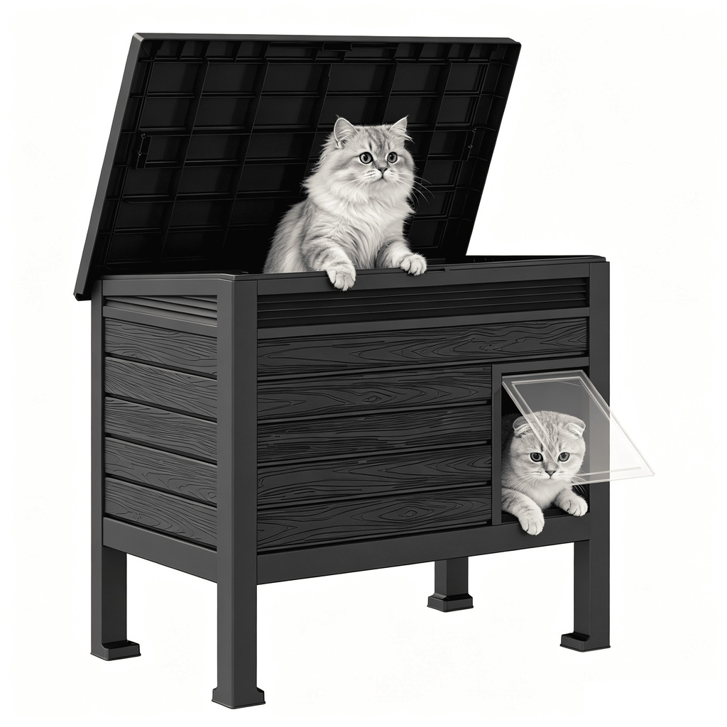 Outdoor Cat Shelter with Adjustable Divider