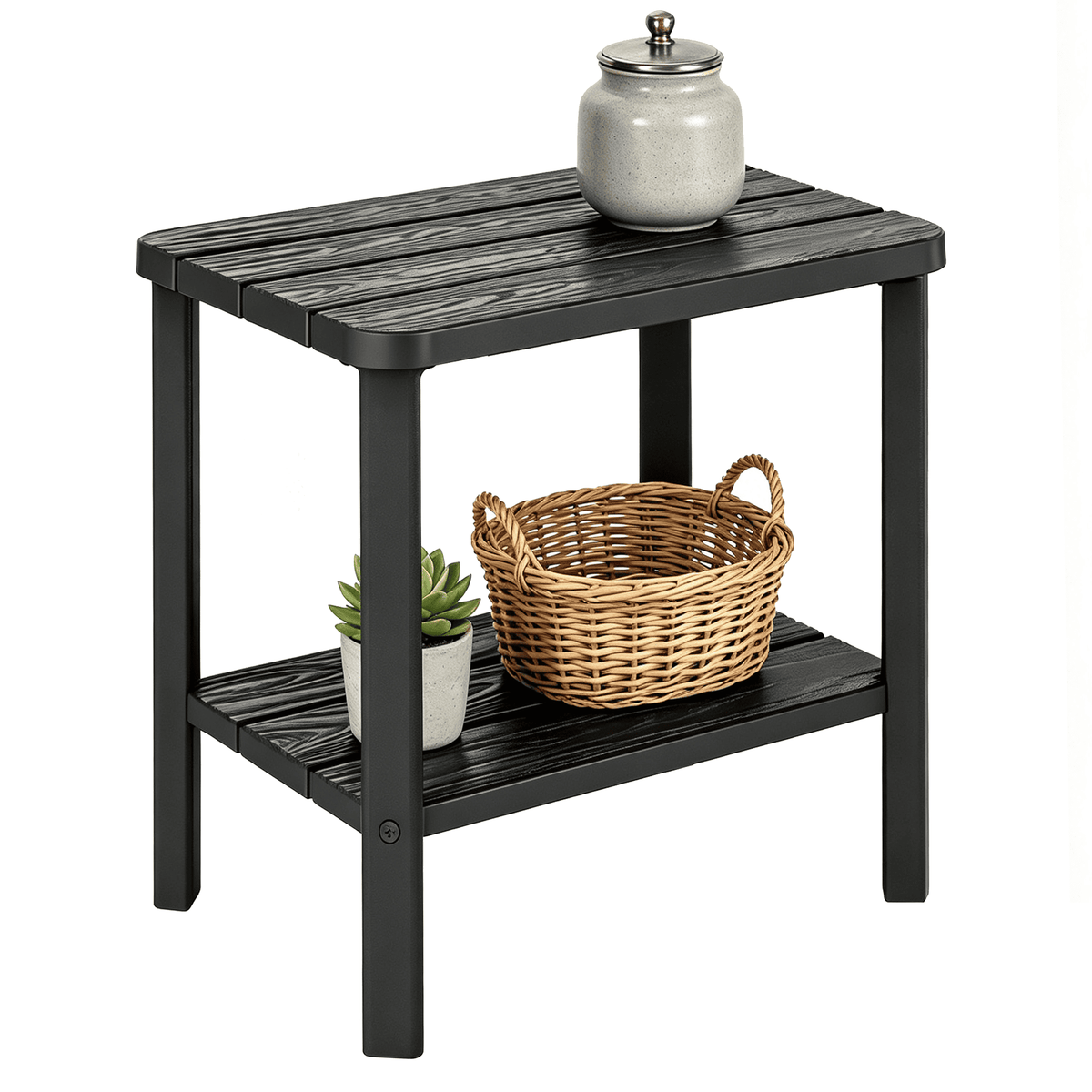 Black 2-Tier Side Table Main image