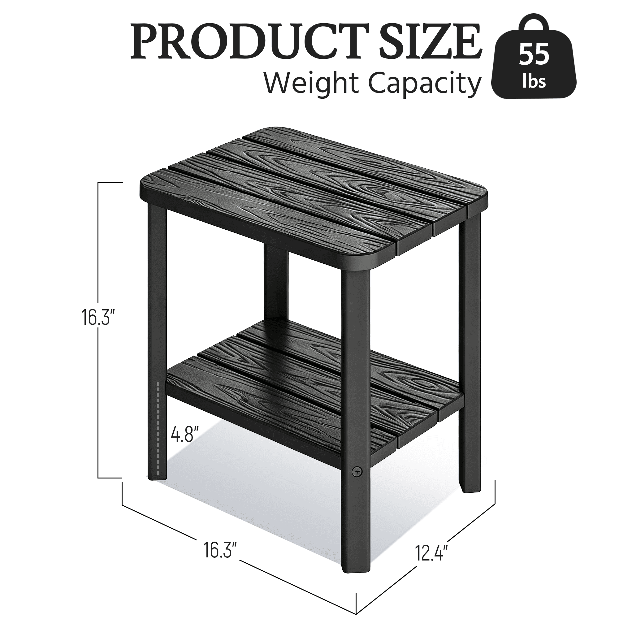 Black 2-Tier Side Table Secondary image