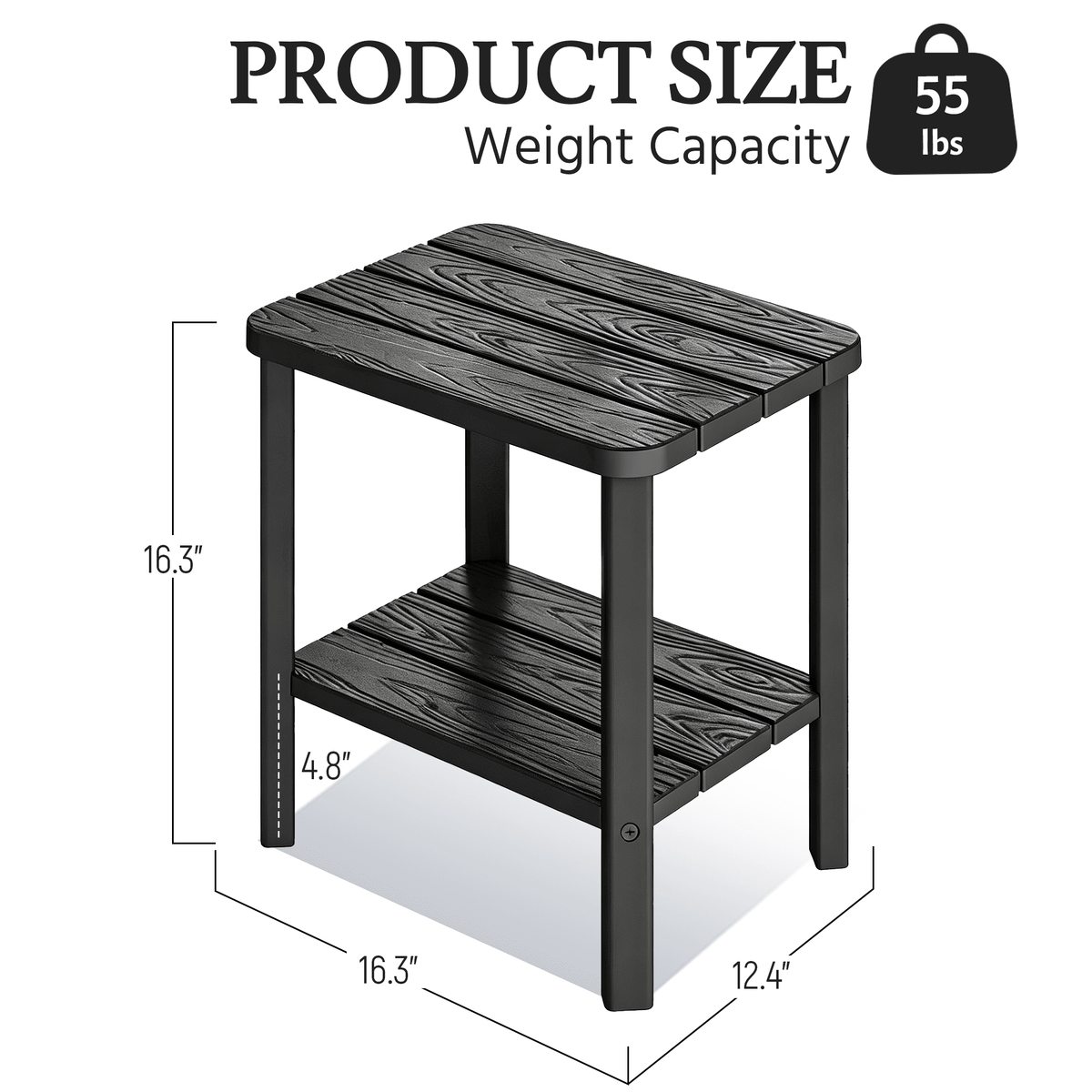 Black 2-Tier Side Table