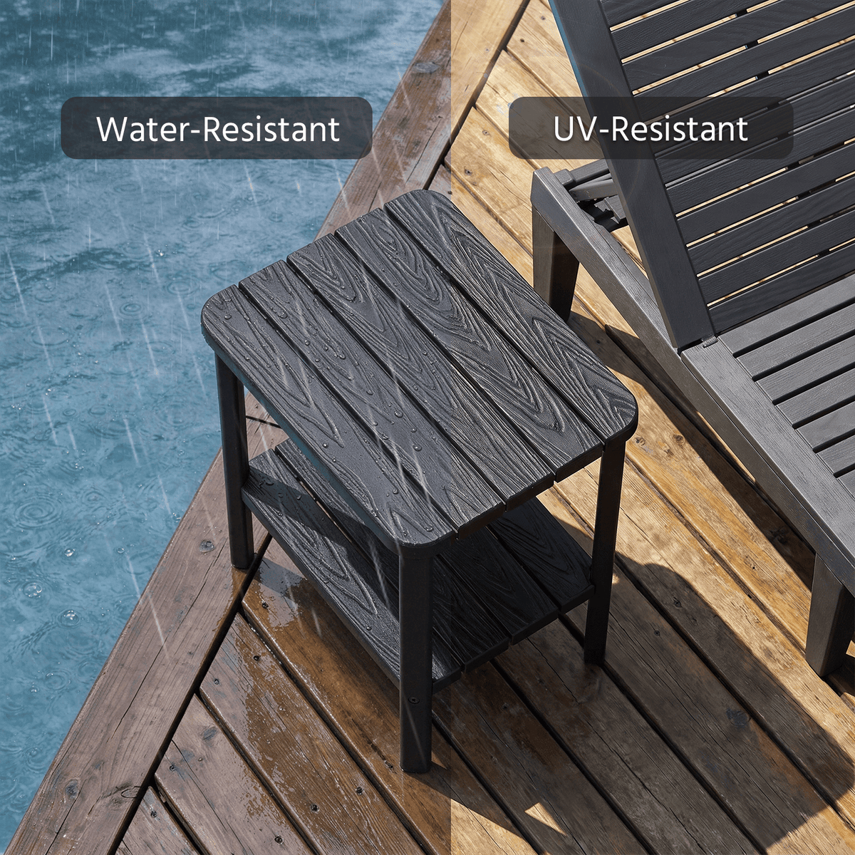 Black 2-Tier Side Table