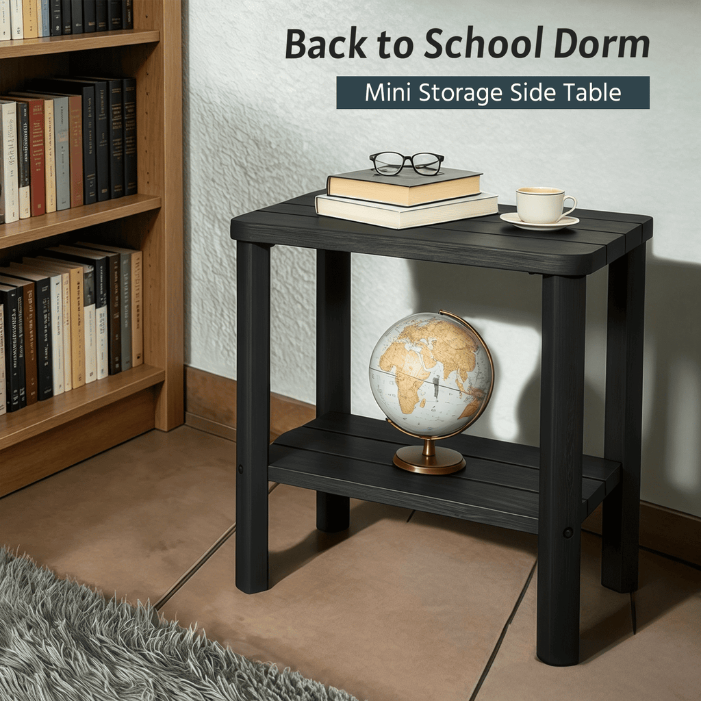 Black 2-Tier Side Table