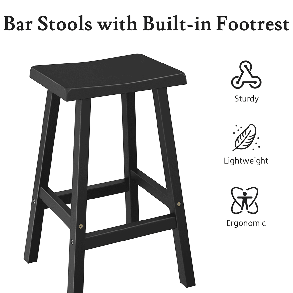 Black Bar Stools Set of 2