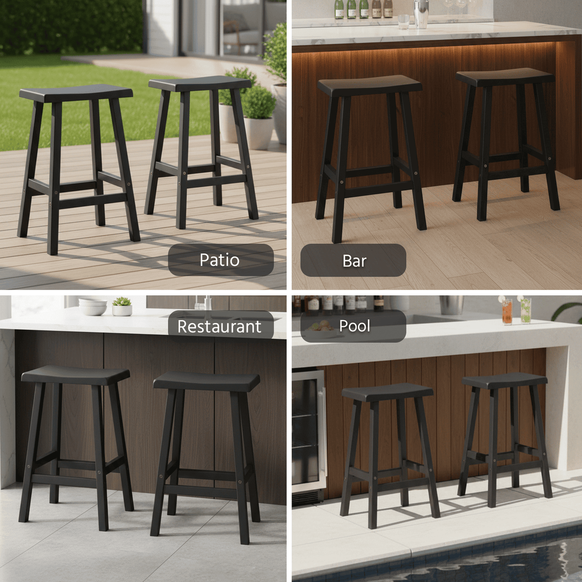 Black Bar Stools Set of 2