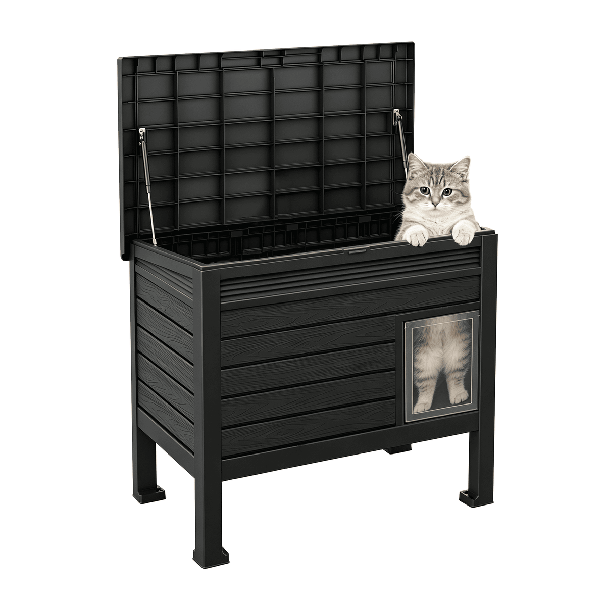 Outdoor Cat Shelter with Adjustable Divider