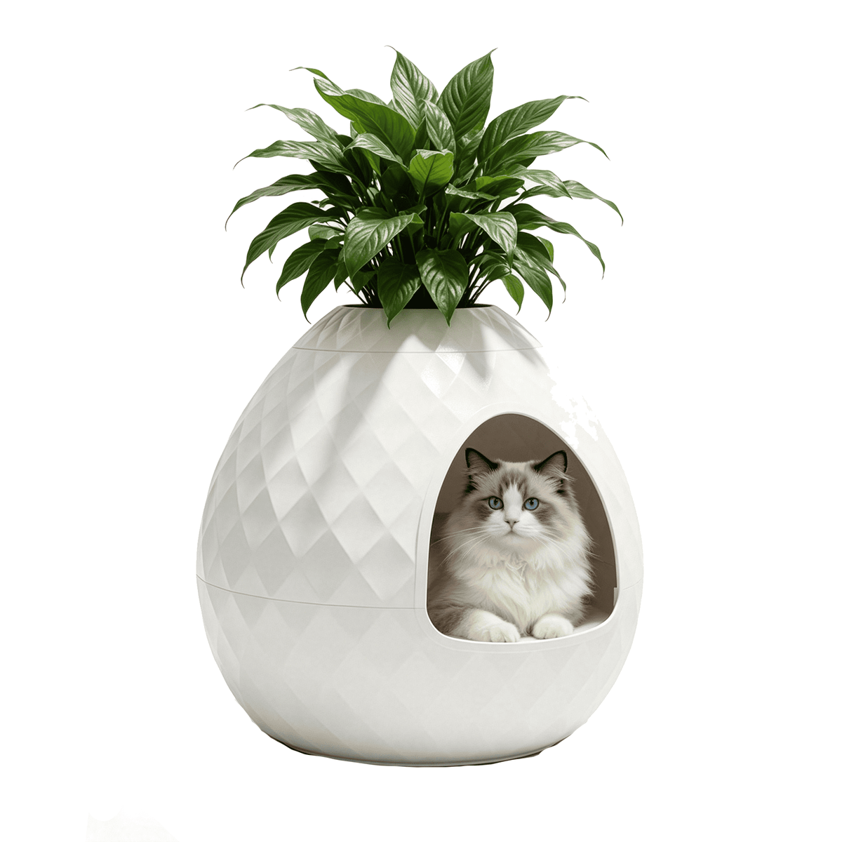 White Enclosed Cat Litter Box Main image