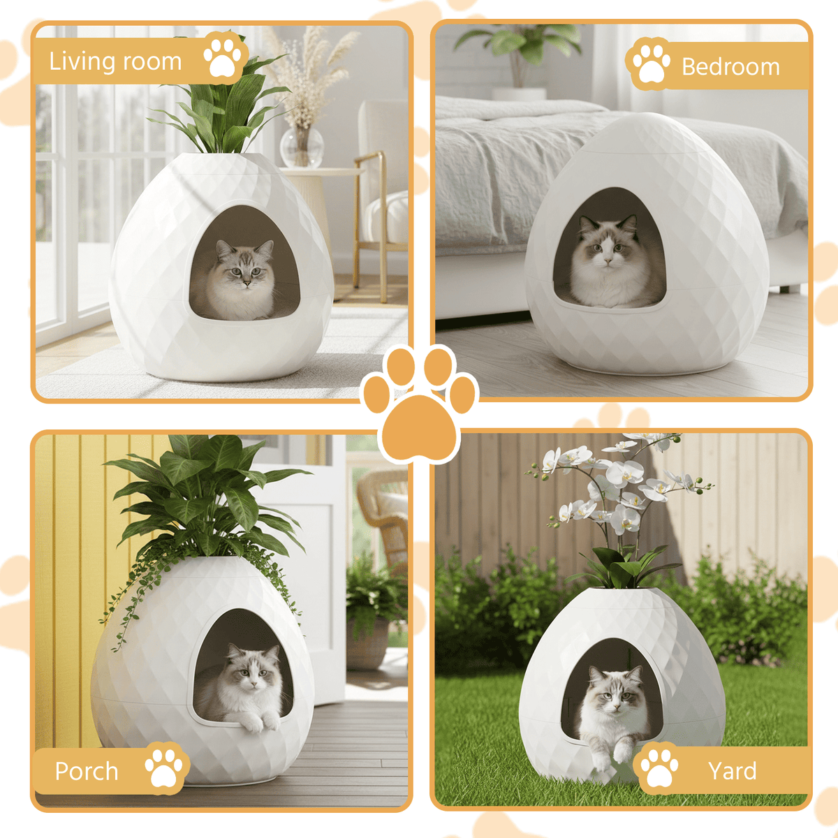 White Enclosed Cat Litter Box