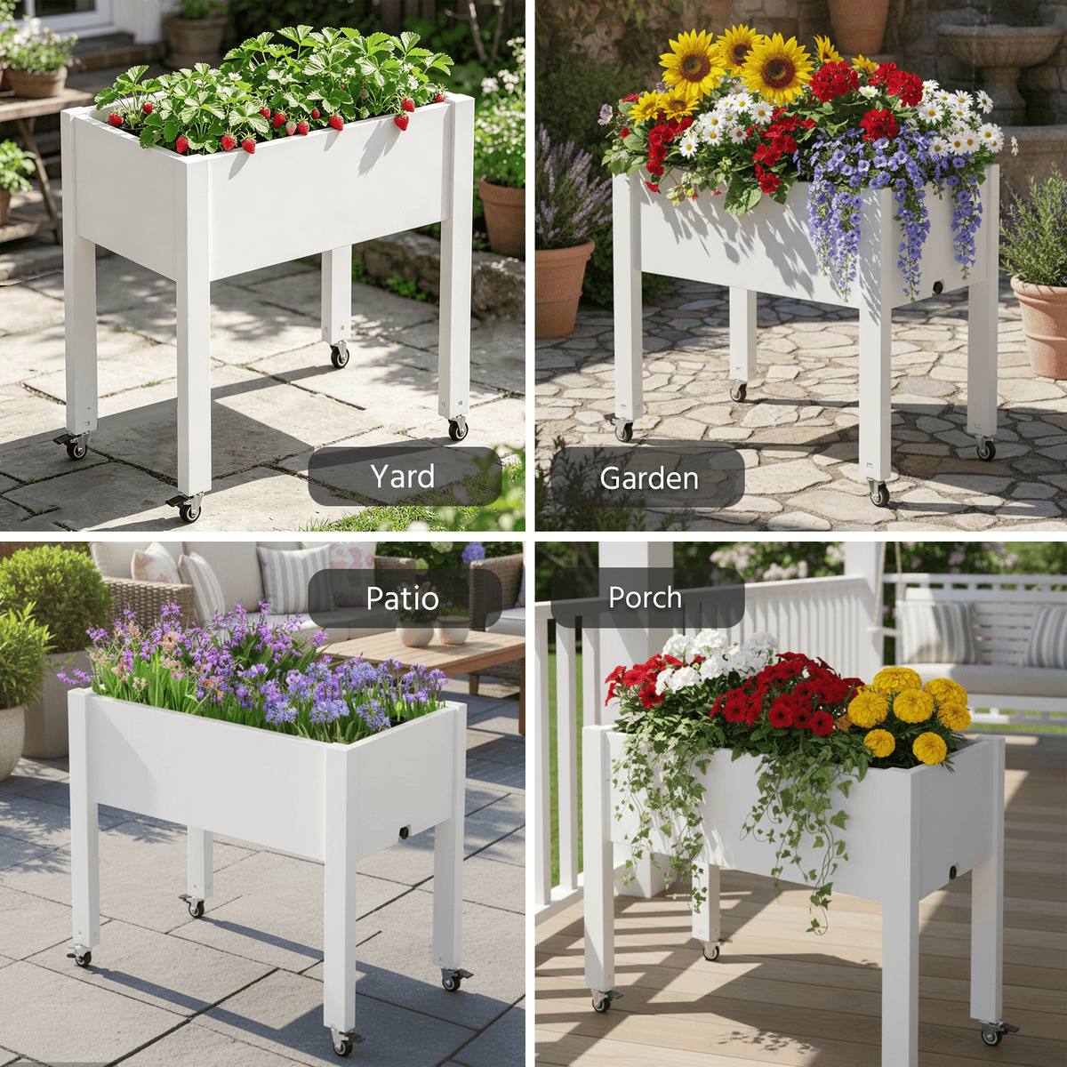Elevated Raised Garden Planter with Wheels