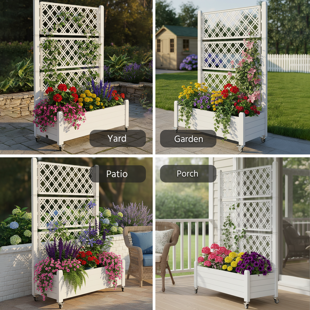 Rolling Raised Garden Bed with Trellis