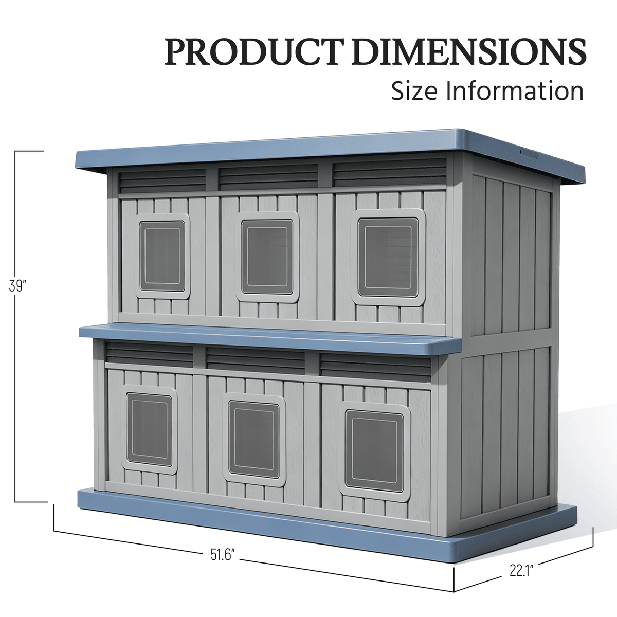 Outdoor Cat House 2-Story for Multiple Cats