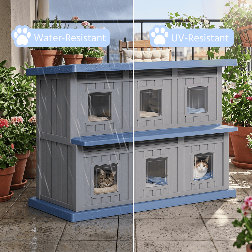 Outdoor Cat House 2-Story for Multiple Cats