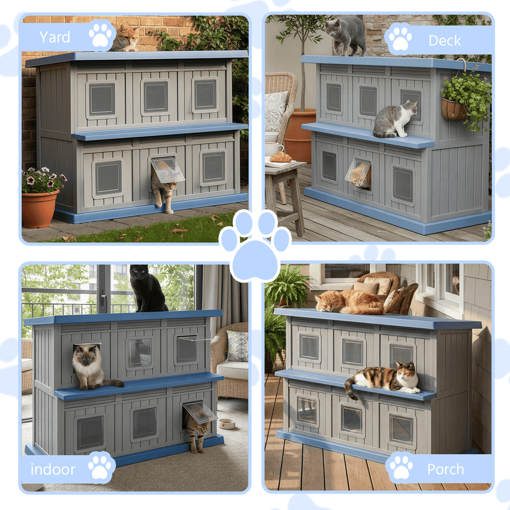 Outdoor Cat House 2-Story for Multiple Cats