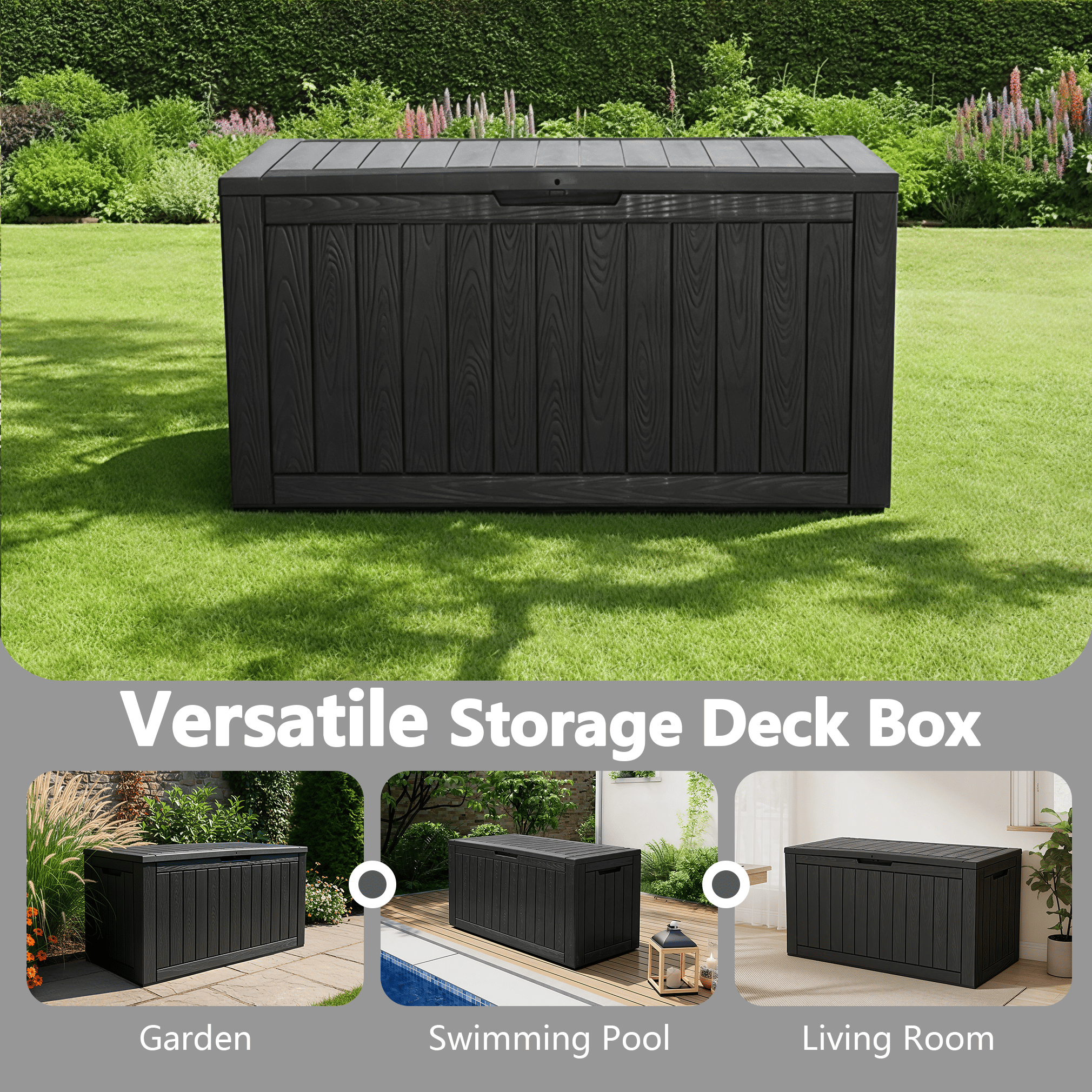 100 Gallon Storage Deck Box Black/Gray