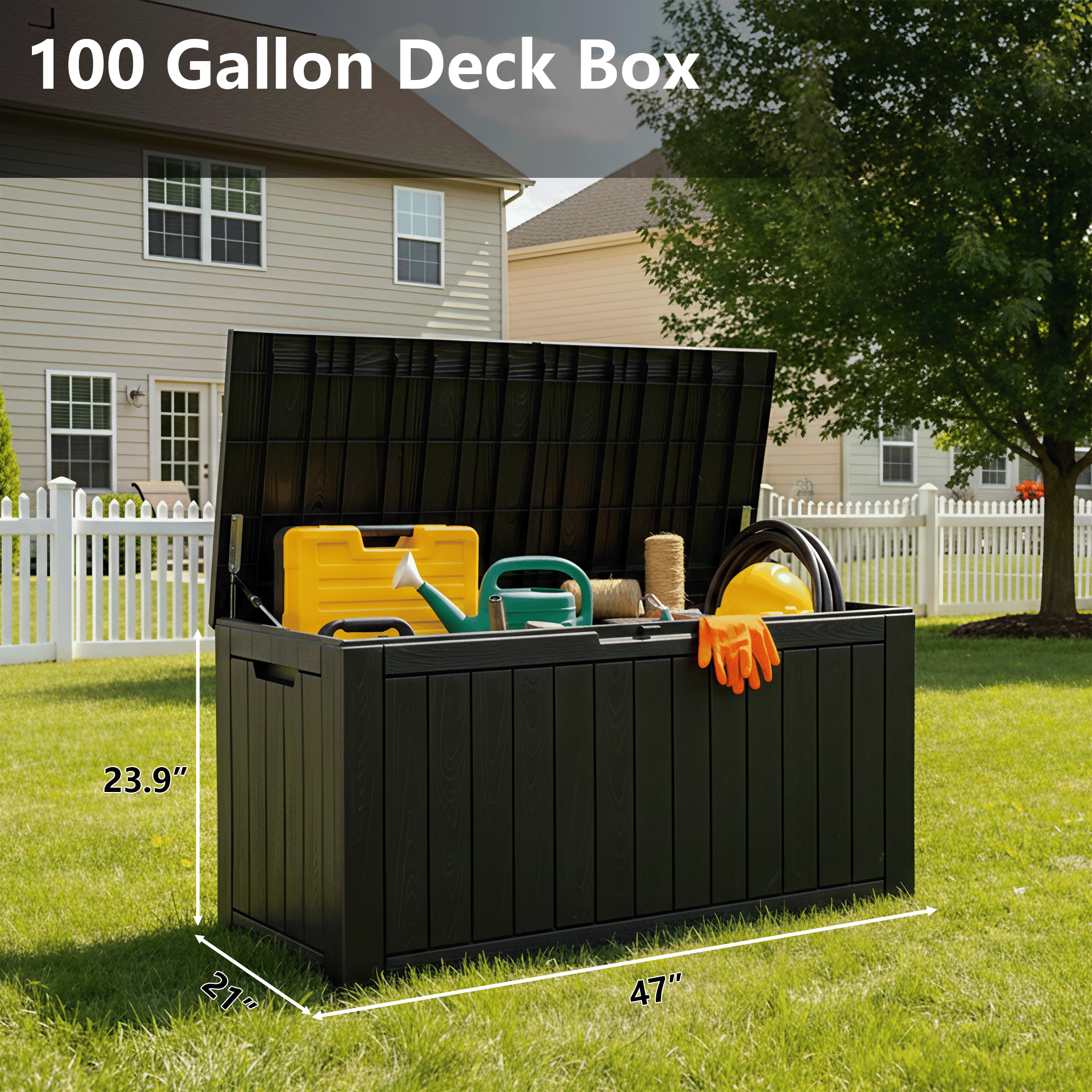 100 Gallon Storage Deck Box Black/Gray