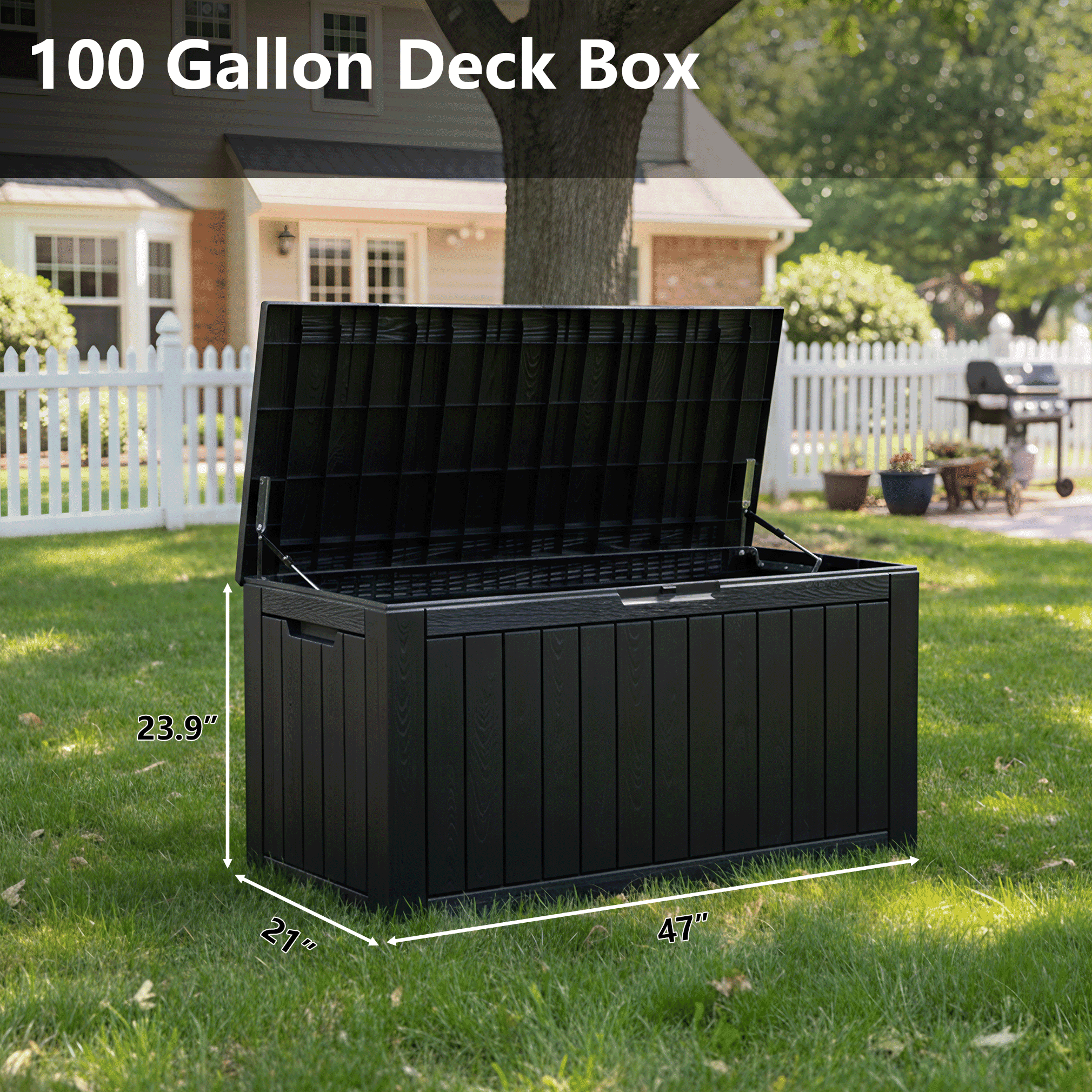 100 Gallon Storage Deck Box Black/Gray