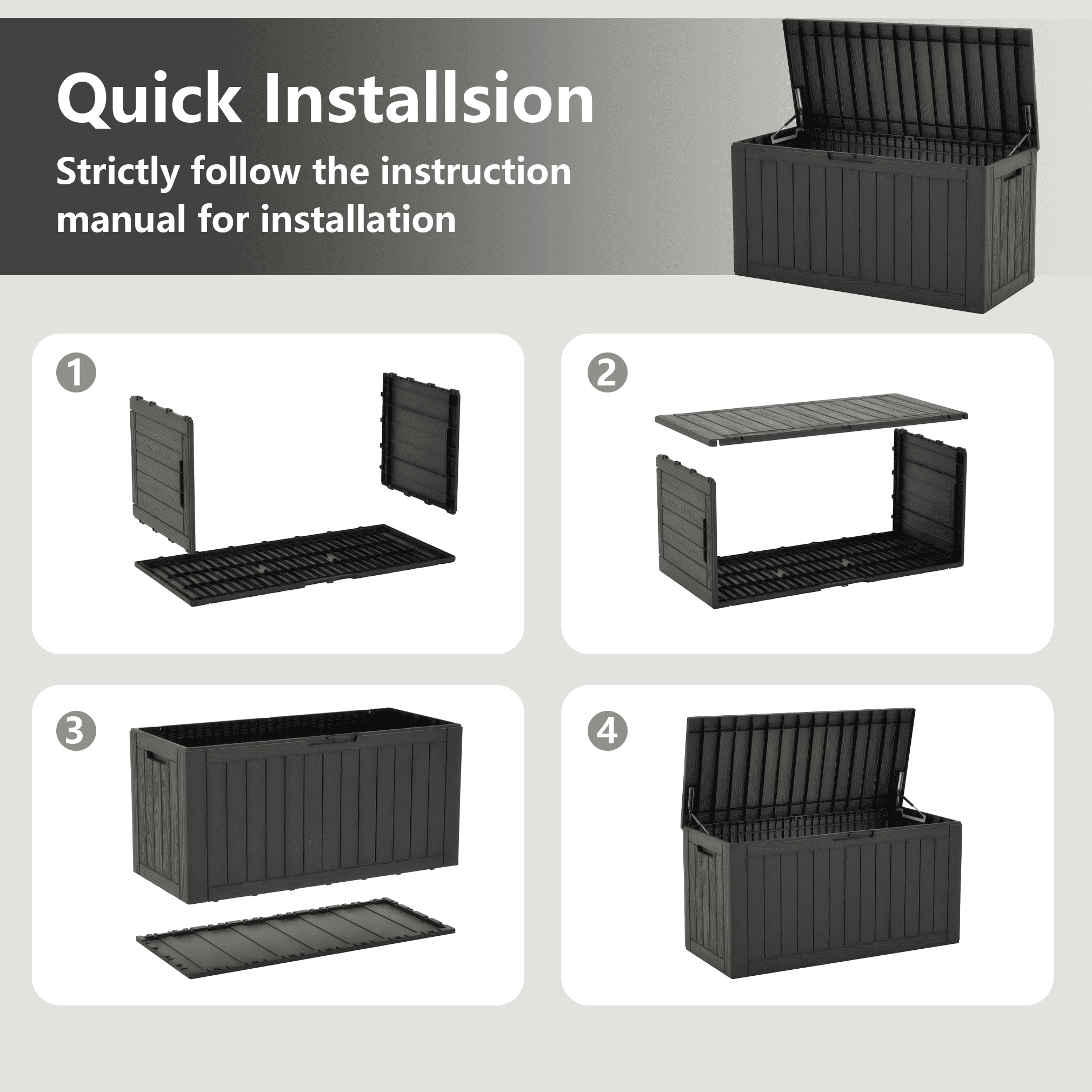 100 Gallon Storage Deck Box Black/Gray