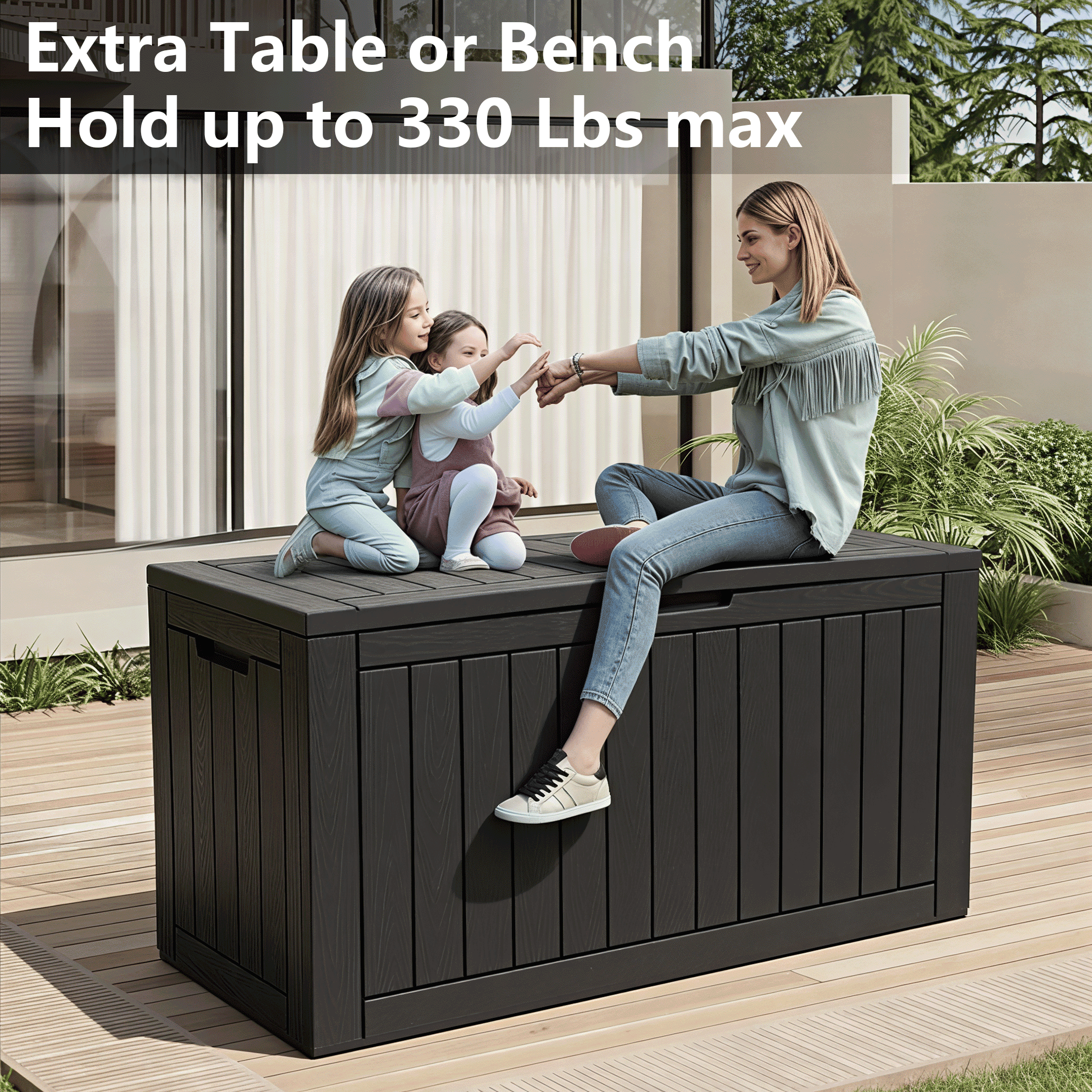 100 Gallon Storage Deck Box Black/Gray
