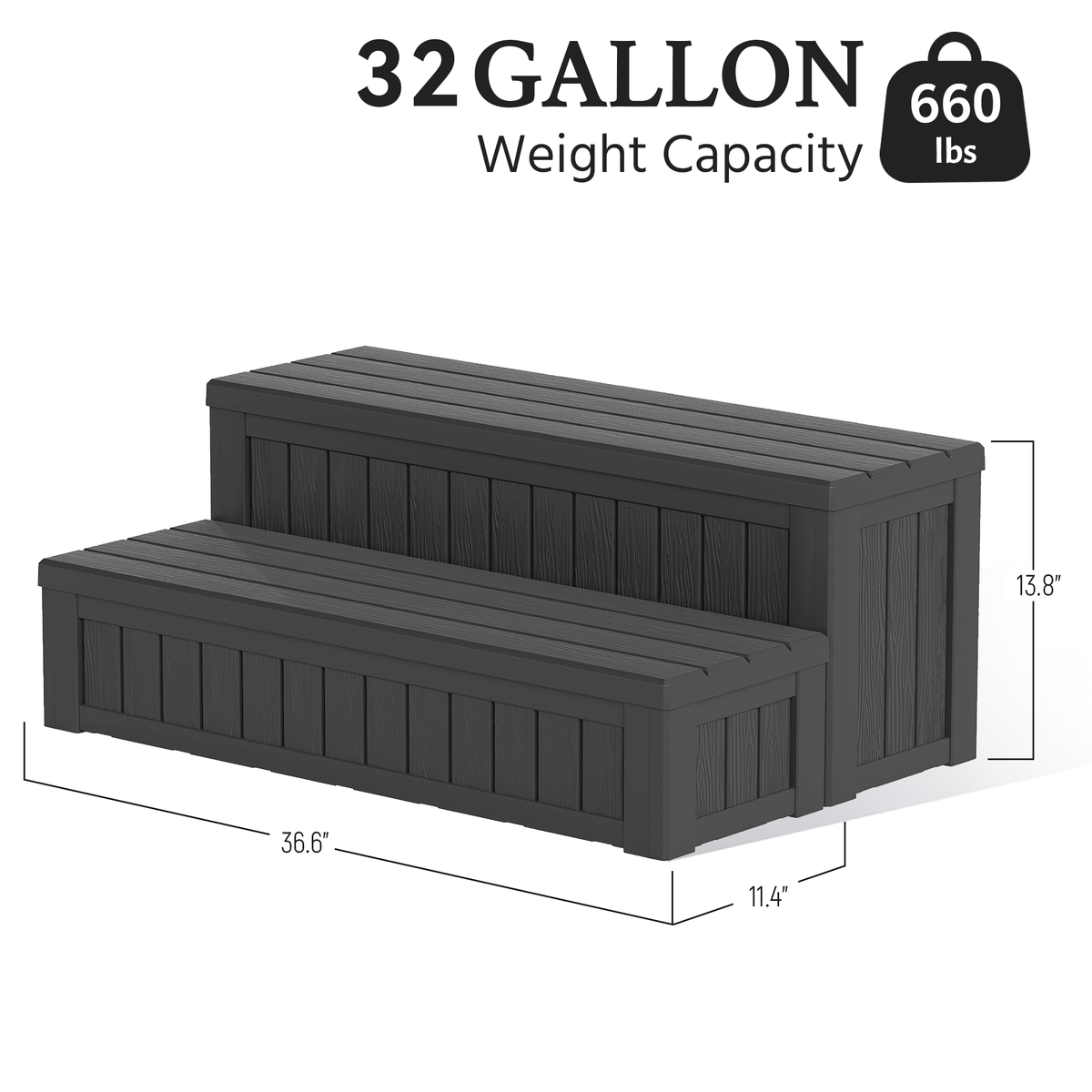 2-Tier Resin Patio Storage Steps