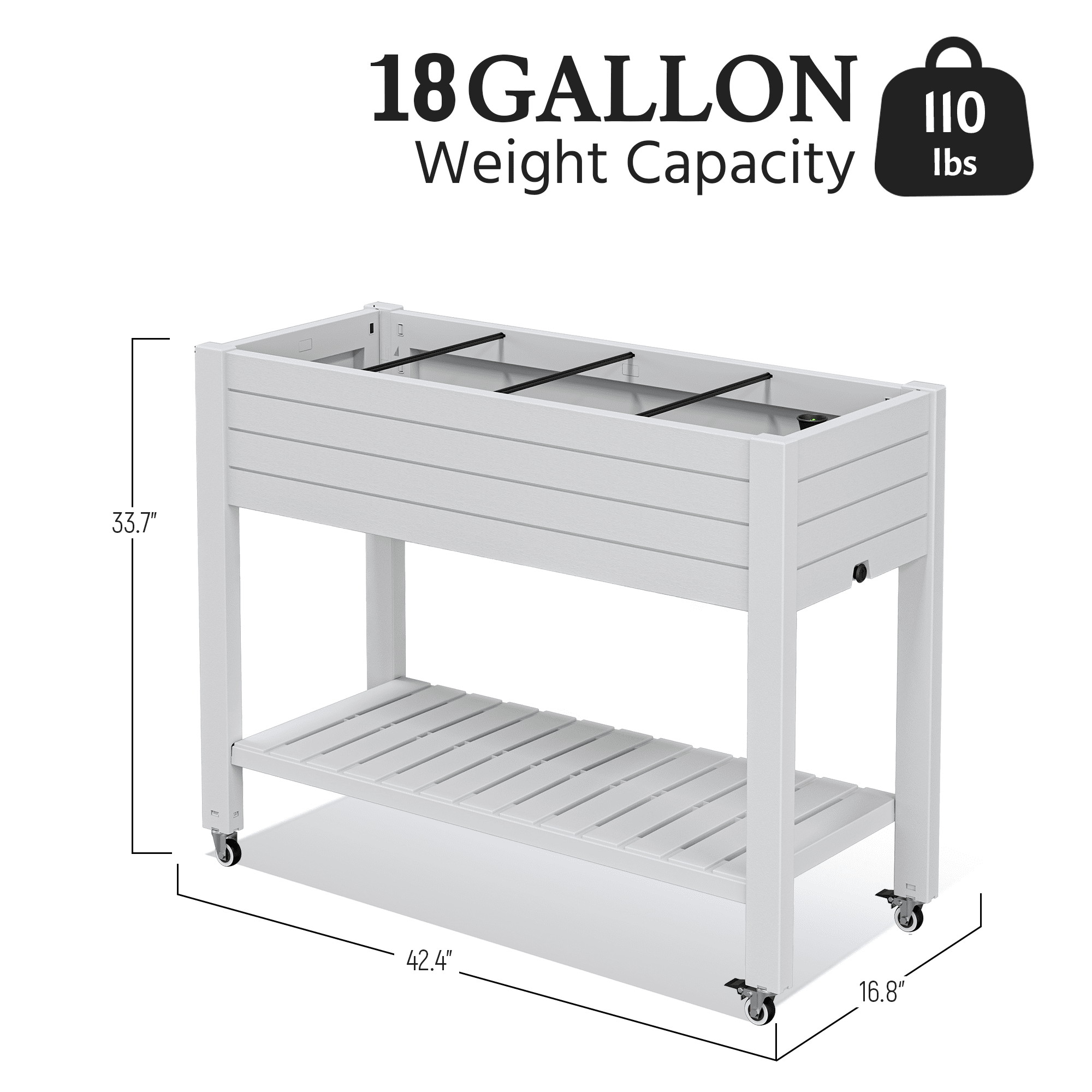 Raised Garden Bed with Wheels & Storage Shelf Secondary image