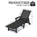 2-Pack HDPE Outdoor Chaise Lounge Chairs with Wheels