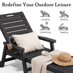 2-Pack HDPE Outdoor Chaise Lounge Chairs with Wheels