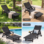 2-Pack HDPE Outdoor Chaise Lounge Chairs with Wheels