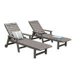 2-Pack HDPE Outdoor Chaise Lounge Chairs with Wheels
